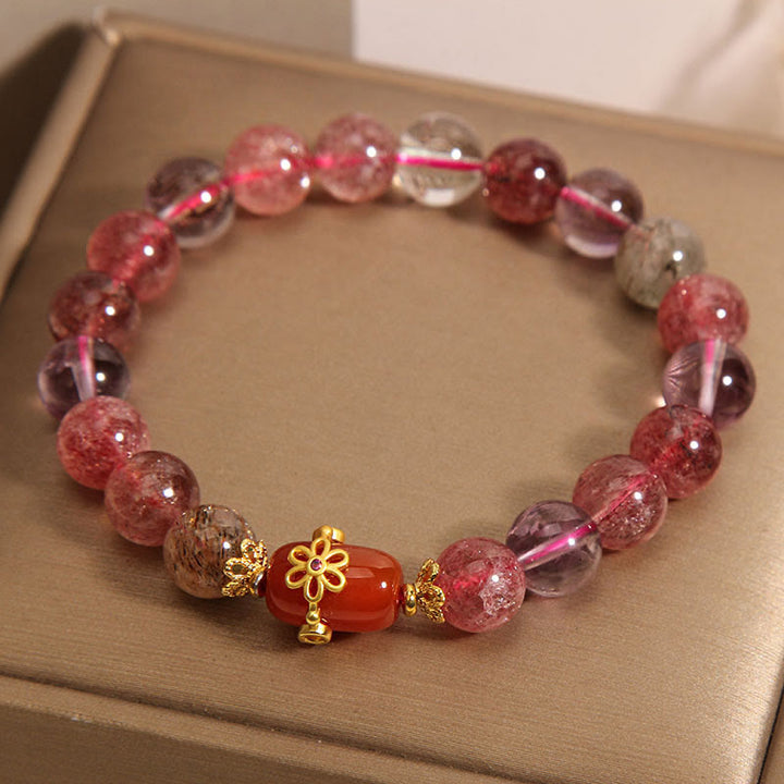 Buddha Stones Natural Super Seven Crystal Red Agate Positivity Bracelet