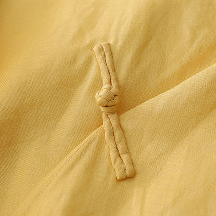 Buddha Stones Solid Color Frog-Button Three Quarter Sleeve Double Layer Cotton Linen Shirt - image 10