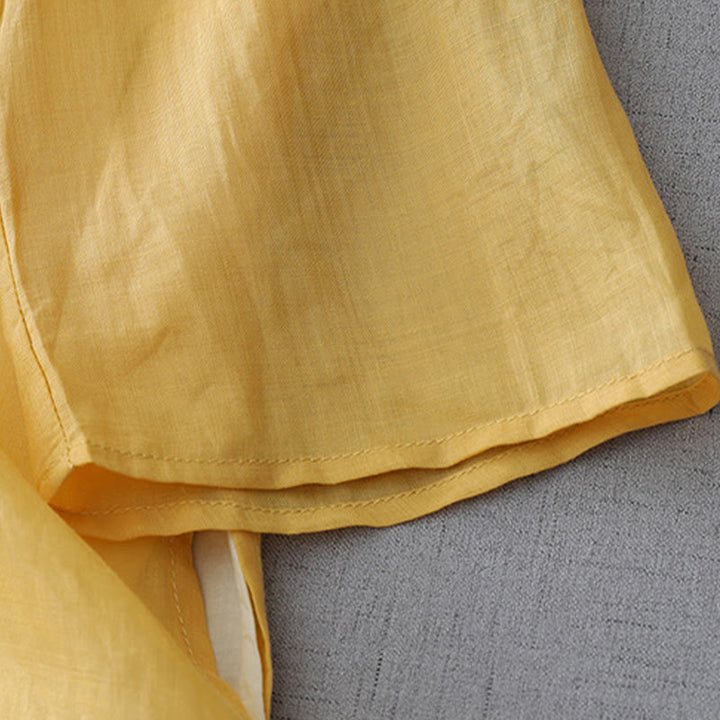 Buddha Stones Solid Color Frog-Button Three Quarter Sleeve Double Layer Cotton Linen Shirt - image 12