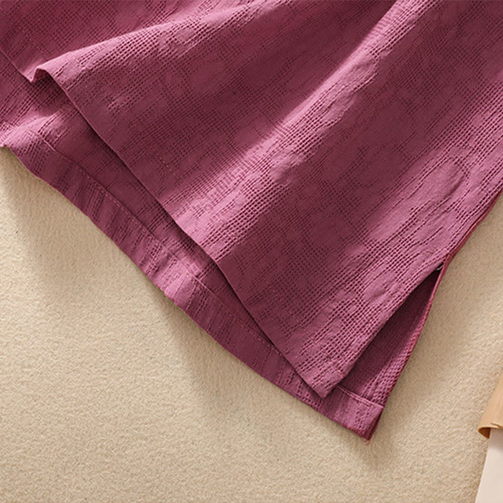 Buddha Stones Plum Blossom Embroidery Frog-Button Short Sleeve Cotton Linen Shirt - image 39