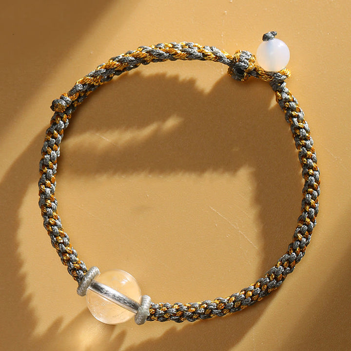 Buddha Stones Handmade Red Agate Amethyst Golden Rutilated Quartz Pink Crystal Bead Calm Braided Bracelet - White Crystal(Wrist Circumference 14-17cm) - image 24