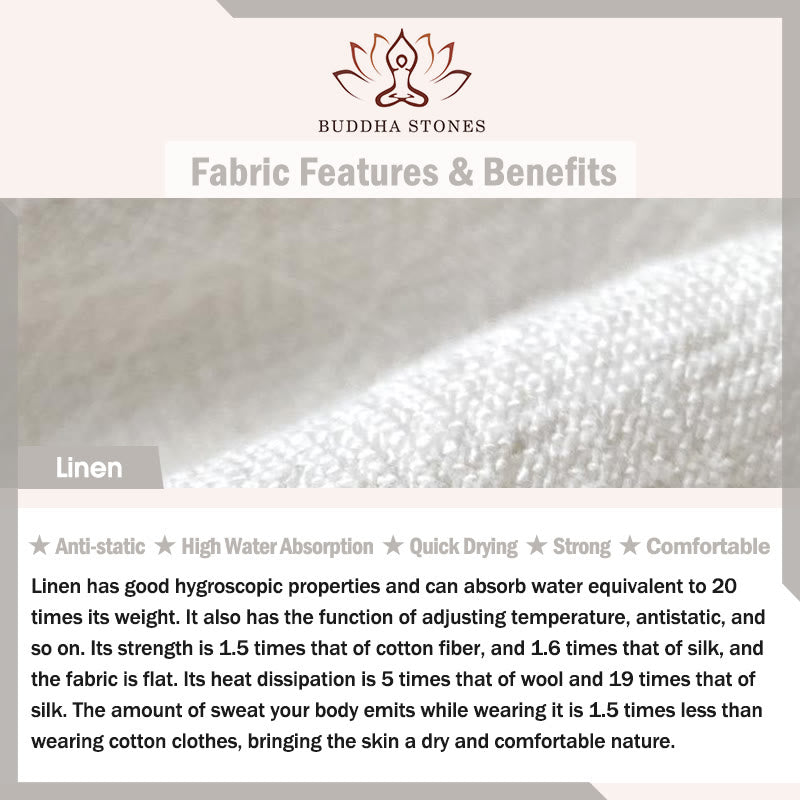 Buddha Stones Solid Color V-neck Three Top Buttons Short Sleeve Cotton linen Men's Shirt - image 6