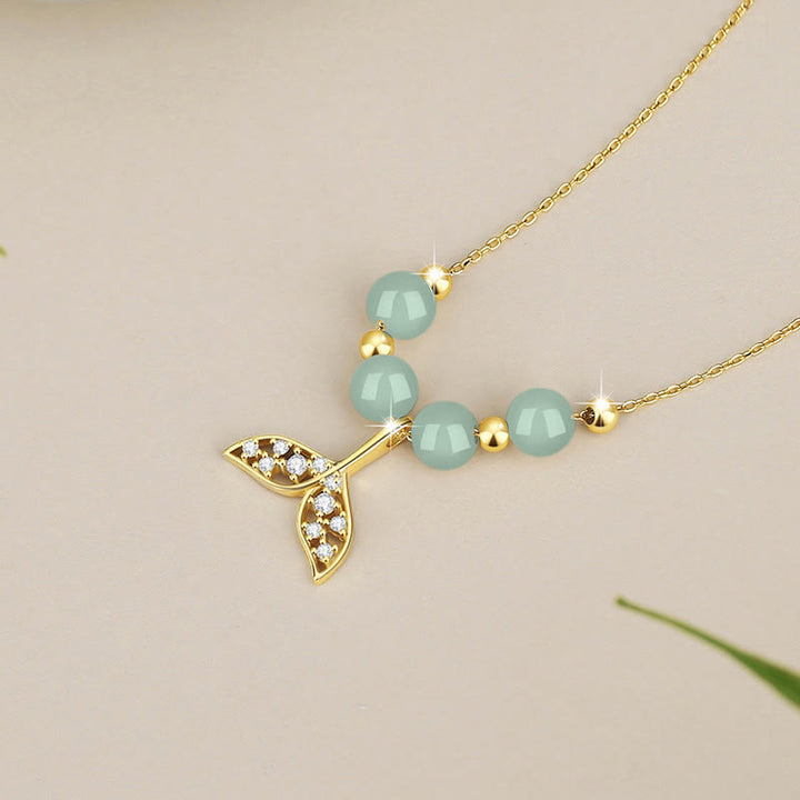 Buddha Stones 925 Sterling Silver Hetian Jade Bead Fishtail Luck Necklace Pendant - image 9