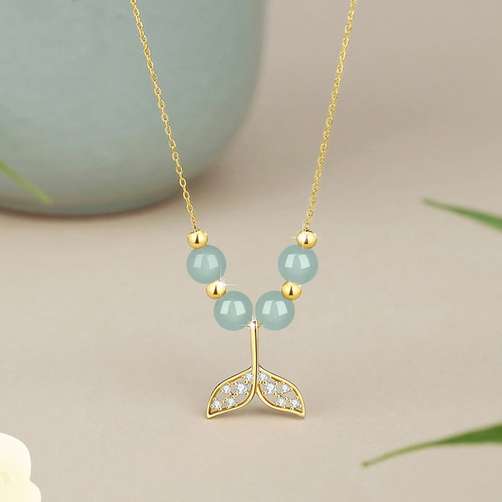 Buddha Stones 925 Sterling Silver Hetian Jade Bead Fishtail Luck Necklace Pendant - Hetian Jade - image 0