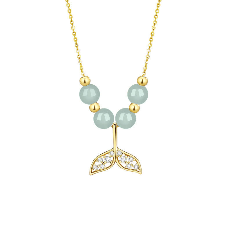 Buddha Stones 925 Sterling Silver Hetian Jade Bead Fishtail Luck Necklace Pendant - image 13