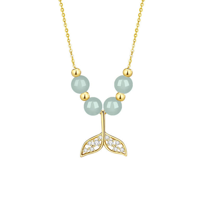 Buddha Stones 925 Sterling Silver Hetian Jade Bead Fishtail Luck Necklace Pendant - image 13