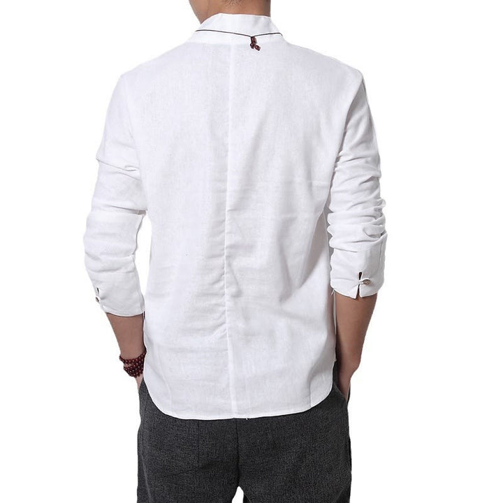 Buddha Stones Casual V-Neck Long Sleeve Shirt Men Clothing - image 3