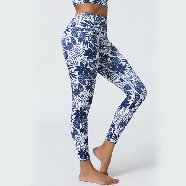 Buddha Stones Flowers Leaves Dandelions Pineapples Print Sports Fitness High Waist Leggings Women's Yoga Pants - image 25