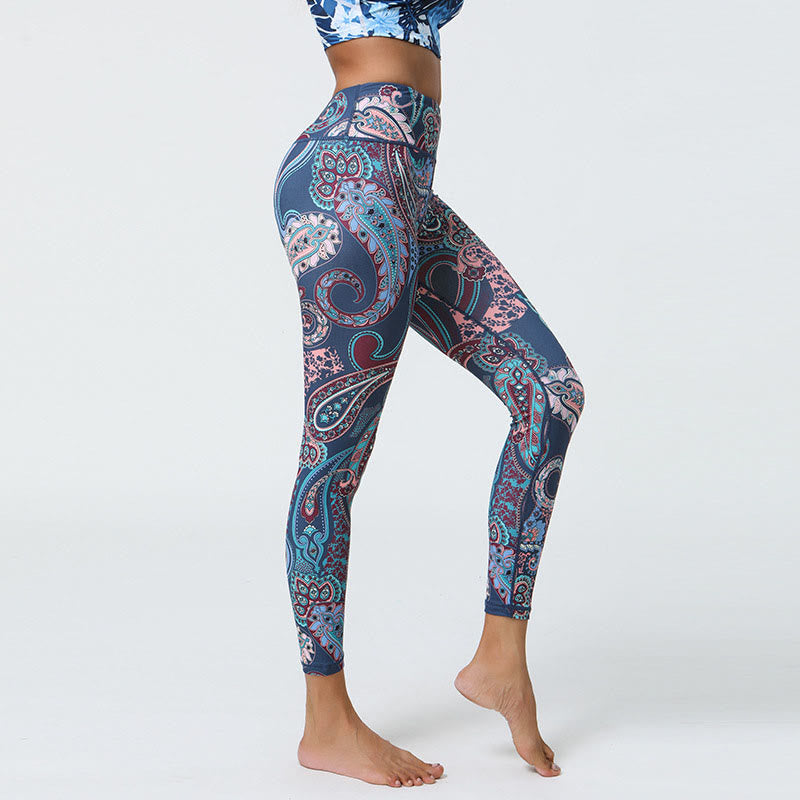 Buddha Stones Flowers Feathers Sun Moon Print Sports Fitness Yoga High Waist Leggings Women's Pants - image 2