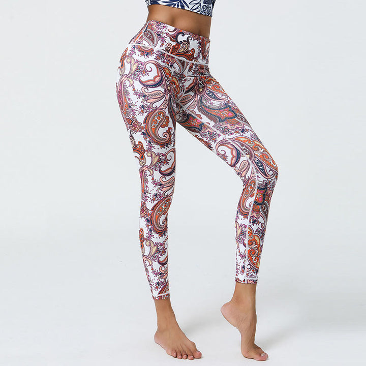 Buddha Stones Flowers Feathers Sun Moon Print Sports Fitness Yoga High Waist Leggings Women's Pants - image 19