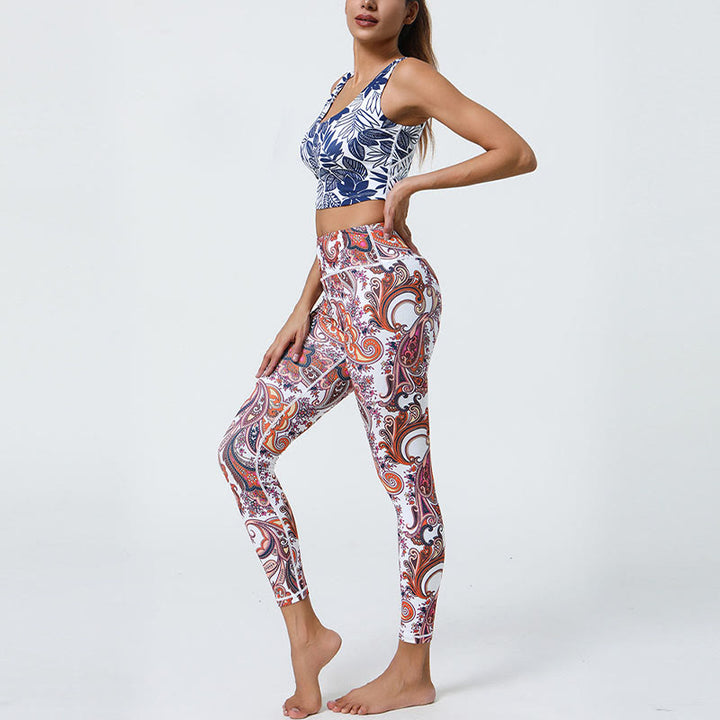 Buddha Stones Flowers Feathers Sun Moon Print Sports Fitness Yoga High Waist Leggings Women's Pants - image 22