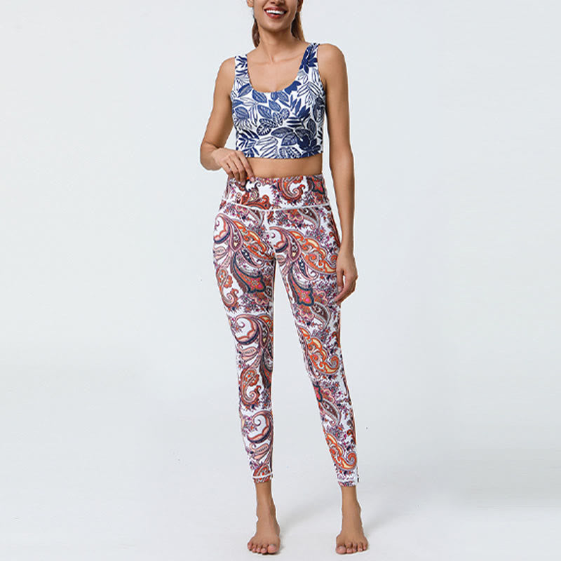 Buddha Stones Flowers Feathers Sun Moon Print Sports Fitness Yoga High Waist Leggings Women's Pants - image 20