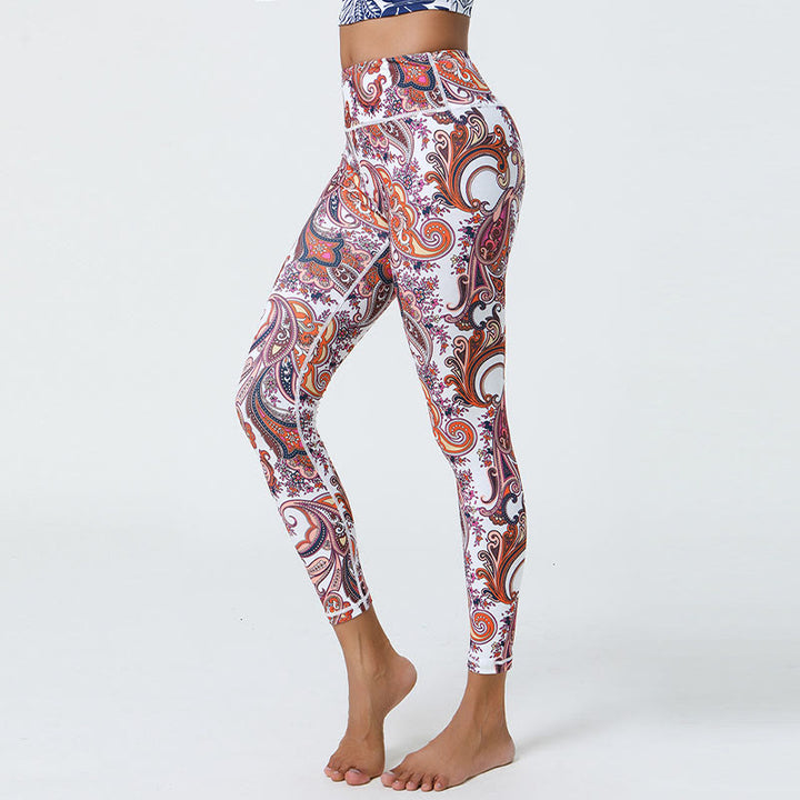 Buddha Stones Flowers Feathers Sun Moon Print Sports Fitness Yoga High Waist Leggings Women's Pants - image 18