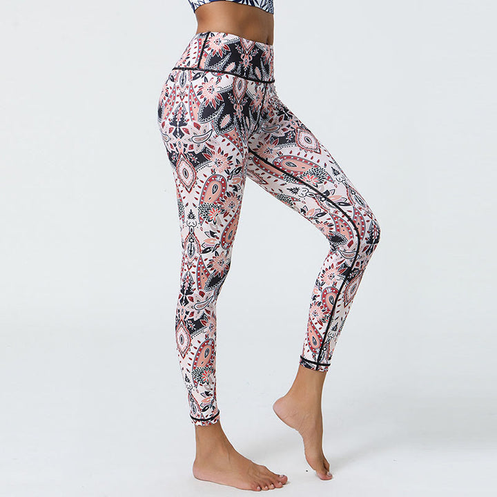 Buddha Stones Flowers Feathers Sun Moon Print Sports Fitness Yoga High Waist Leggings Women's Pants - image 24