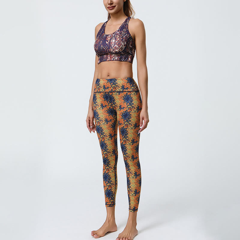 Buddha Stones Flowers Geometric Mandalas Print Sports Fitness Yoga High Waist Leggings Women's Pants - image 5