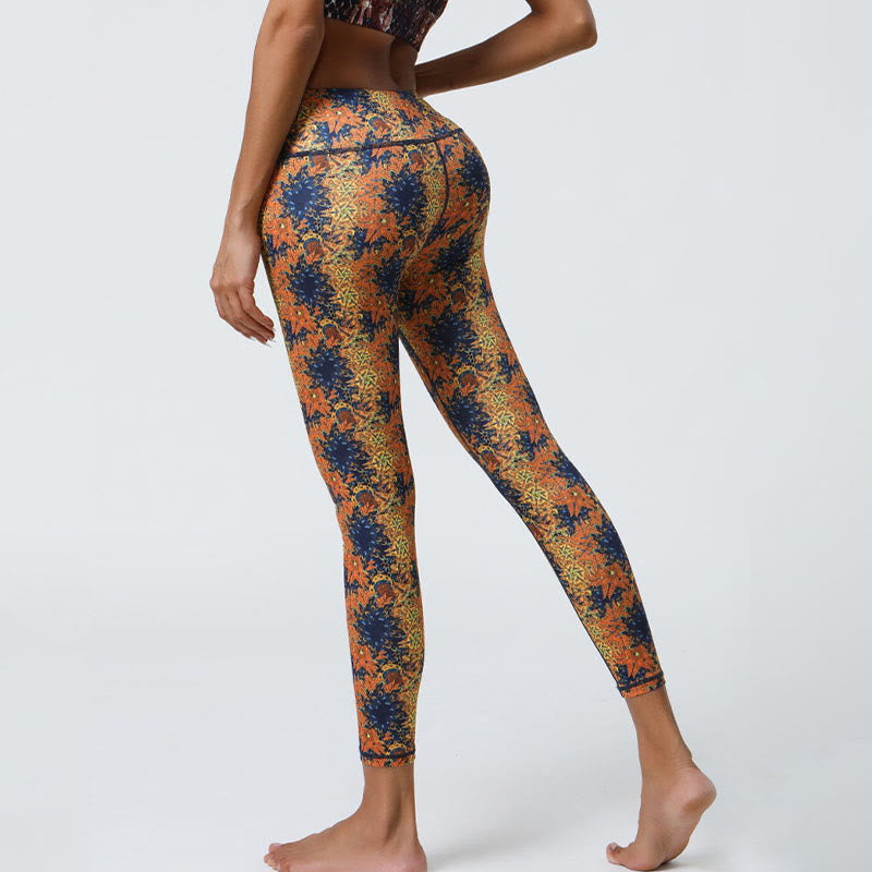 Buddha Stones Flowers Geometric Mandalas Print Sports Fitness Yoga High Waist Leggings Women's Pants - image 3
