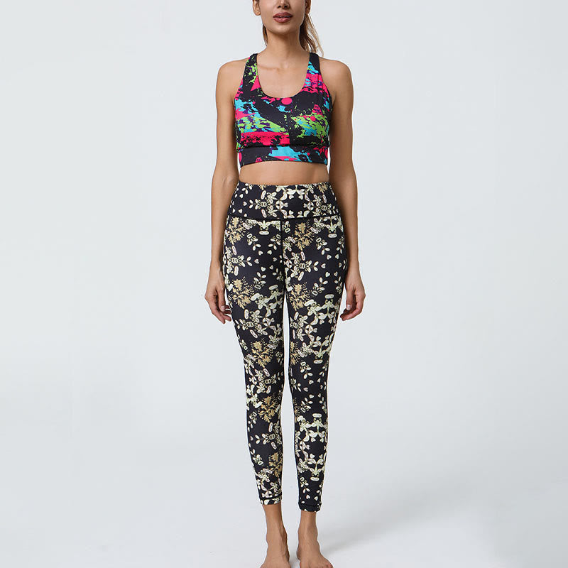 Buddha Stones Flowers Geometric Mandalas Print Sports Fitness Yoga High Waist Leggings Women's Pants - image 16