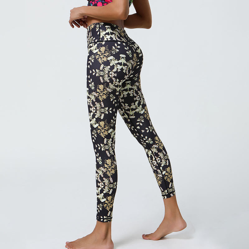 Buddha Stones Flowers Geometric Mandalas Print Sports Fitness Yoga High Waist Leggings Women's Pants - image 13