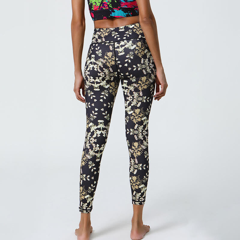 Buddha Stones Flowers Geometric Mandalas Print Sports Fitness Yoga High Waist Leggings Women's Pants - image 14