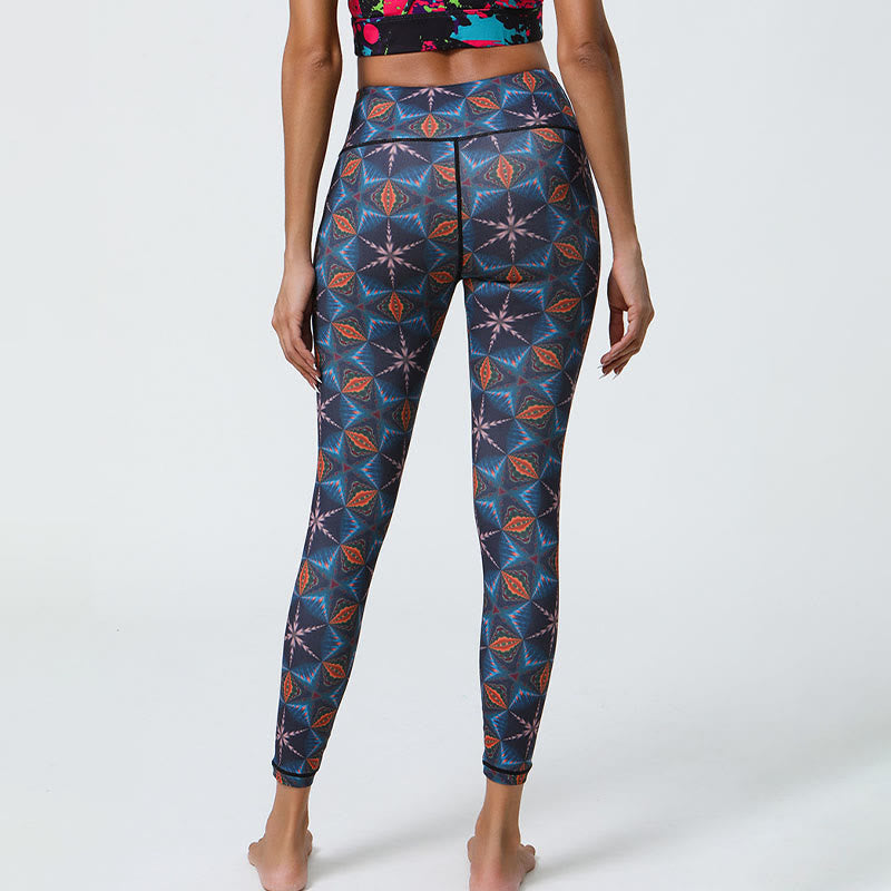 Buddha Stones Flowers Geometric Mandalas Print Sports Fitness Yoga High Waist Leggings Women's Pants - image 24