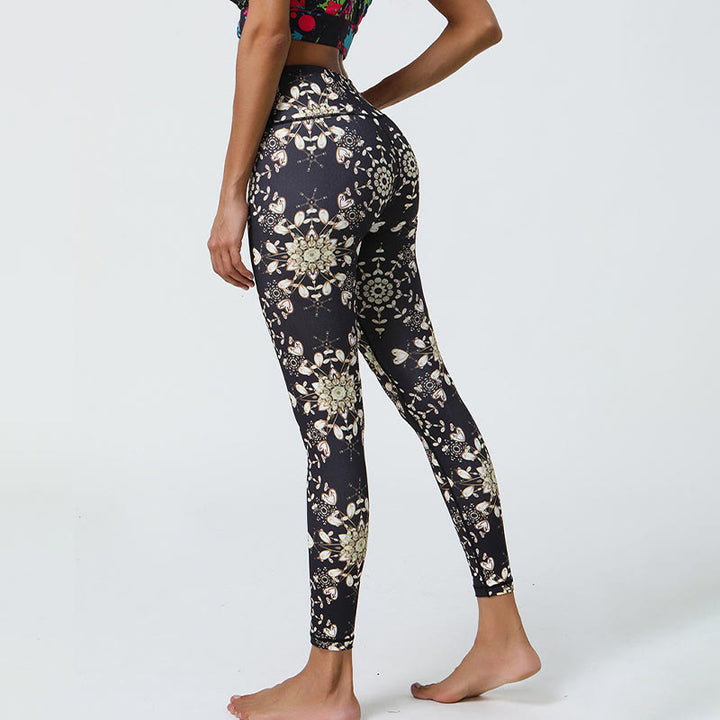 Buddha Stones Flowers Geometric Mandalas Print Sports Fitness Yoga High Waist Leggings Women's Pants - image 38