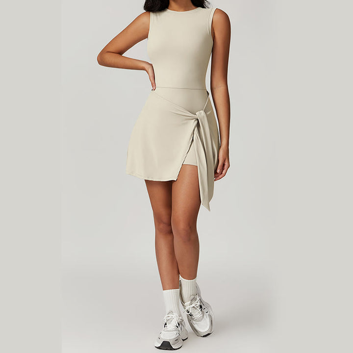 Buddha Stones Solid Color Sports Tennis Yoga Lace-up Women Sports Dress - image 31