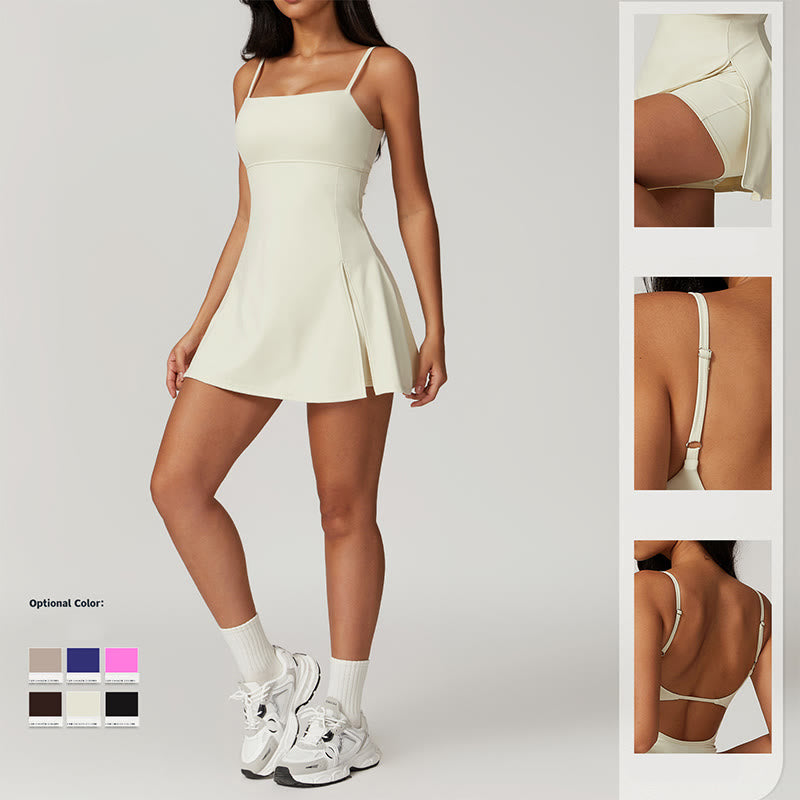 Buddha Stones Solid Backless Tennis Yoga Women Sports Dress - image 4