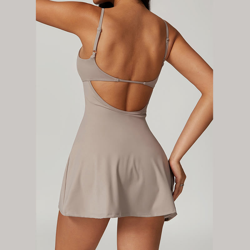 Buddha Stones Solid Backless Tennis Yoga Women Sports Dress - image 25