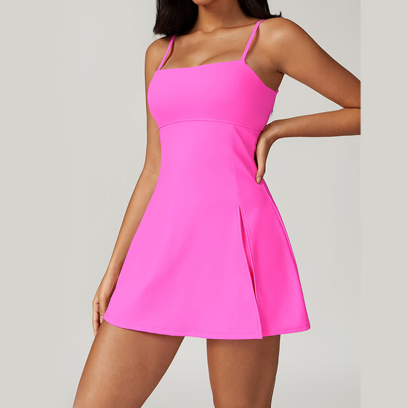 Buddha Stones Solid Backless Tennis Yoga Women Sports Dress - HotPink - US8-10，UK/AU12-14，EU40-42 (XL)  - image 37
