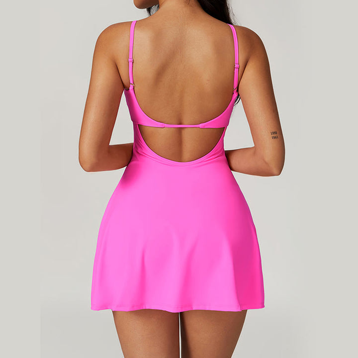 Buddha Stones Solid Backless Tennis Yoga Women Sports Dress - image 38