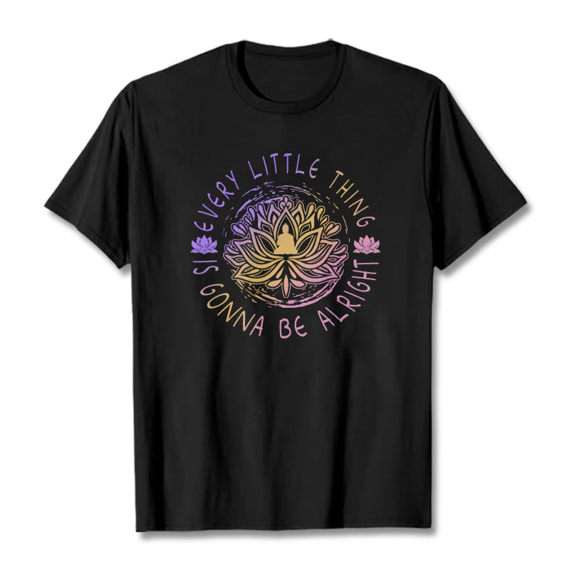 Buddha Stones Every Little Thing Is Gonna Be Alright Tee T-shirt - Black - 2XL - image 6