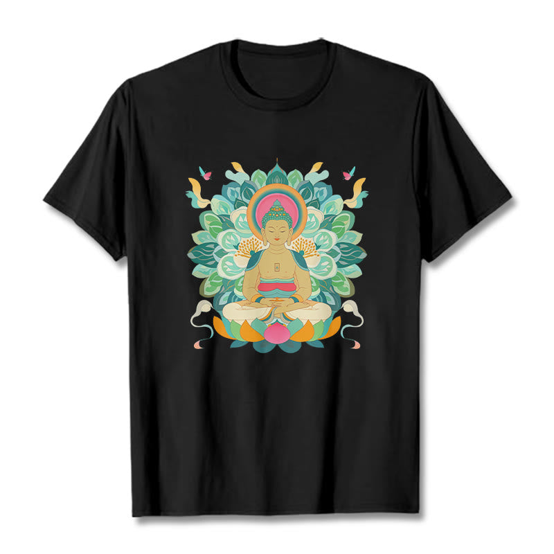 Buddha Stones Butterfly Lotus Buddha-Inspired Tee T-shirt - Black - 2XL - image 4