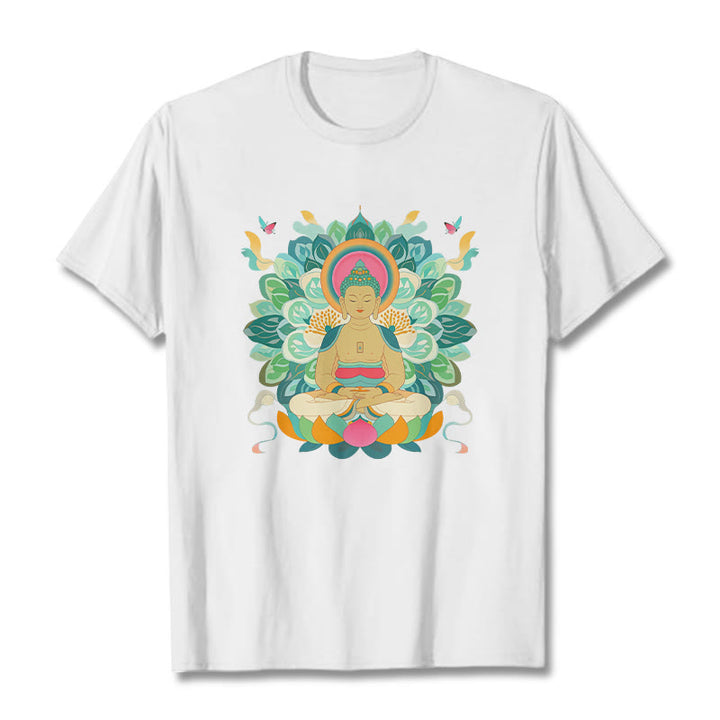 Buddha Stones Butterfly Lotus Buddha-Inspired Tee T-shirt