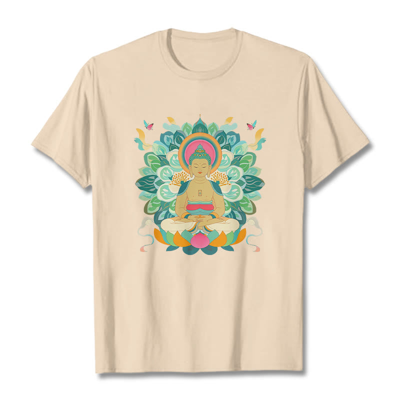 Buddha Stones Butterfly Lotus Buddha-Inspired Tee T-shirt - Bisque - 2XL - image 8