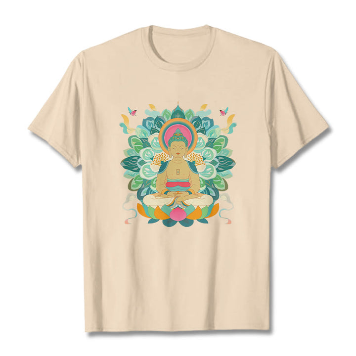 Buddha Stones Butterfly Lotus Buddha-Inspired Tee T-shirt - Bisque - 2XL - image 8