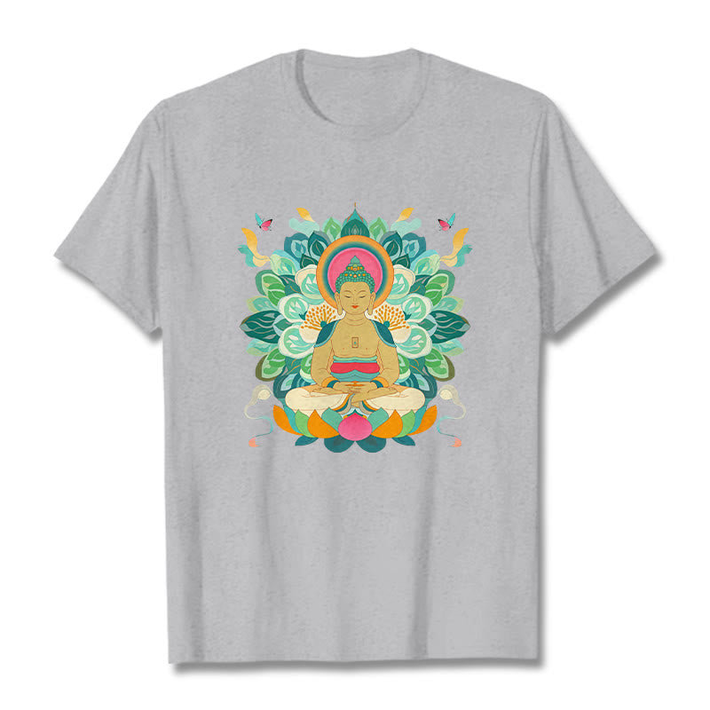 Buddha Stones Butterfly Lotus Buddha-Inspired Tee T-shirt - LightGrey - 2XL - image 19