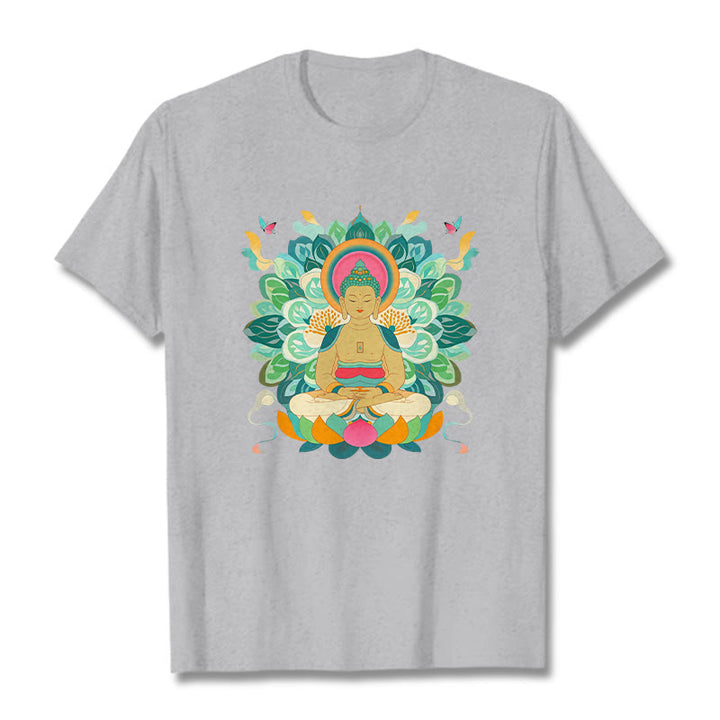 Buddha Stones Butterfly Lotus Buddha-Inspired Tee T-shirt - LightGrey - 2XL - image 19