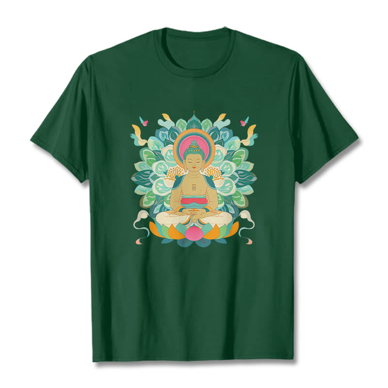 Buddha Stones Butterfly Lotus Buddha-Inspired Tee T-shirt - ForestGreen - 2XL - image 10