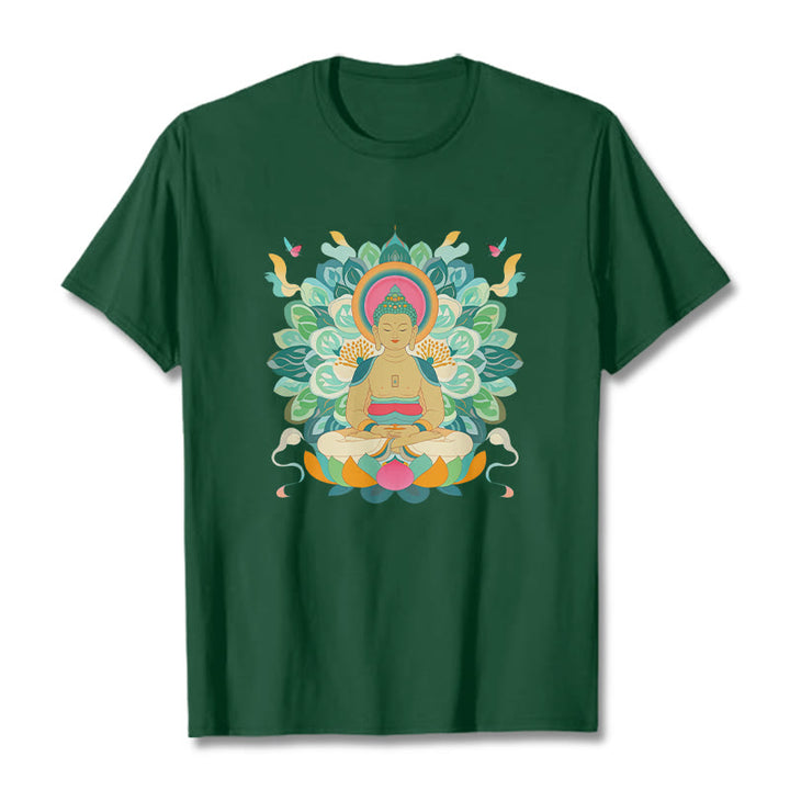 Buddha Stones Butterfly Lotus Buddha-Inspired Tee T-shirt - ForestGreen - 2XL - image 10