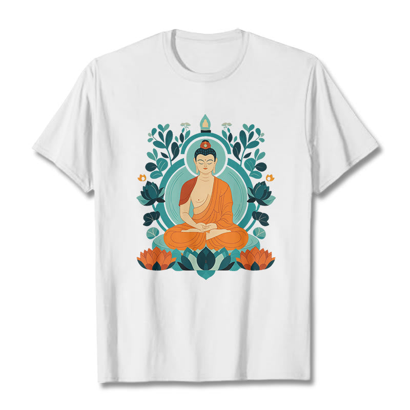 Buddha Stones Lotus Buddha Meditation Tee T-shirt - White - 2XL - image 2