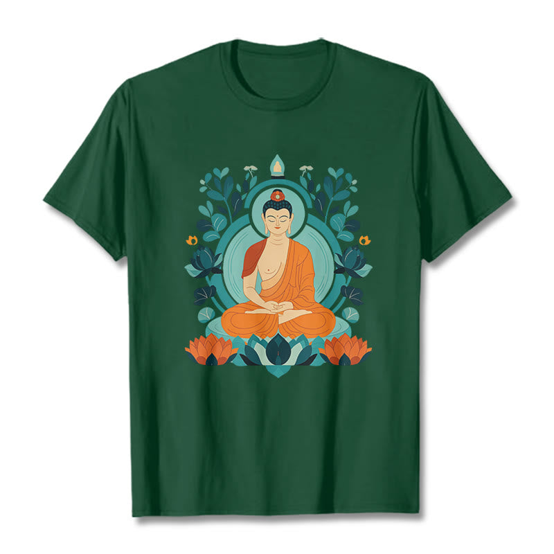 Buddha Stones Lotus Buddha Meditation Tee T-shirt - ForestGreen - 2XL - image 8