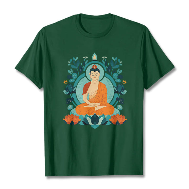 Buddha Stones Lotus Buddha Meditation Tee T-shirt - ForestGreen - 2XL - image 8