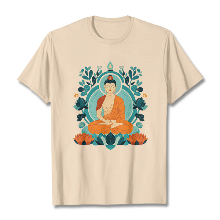 Buddha Stones Lotus Buddha Meditation Tee T-shirt - Bisque - 2XL - image 7