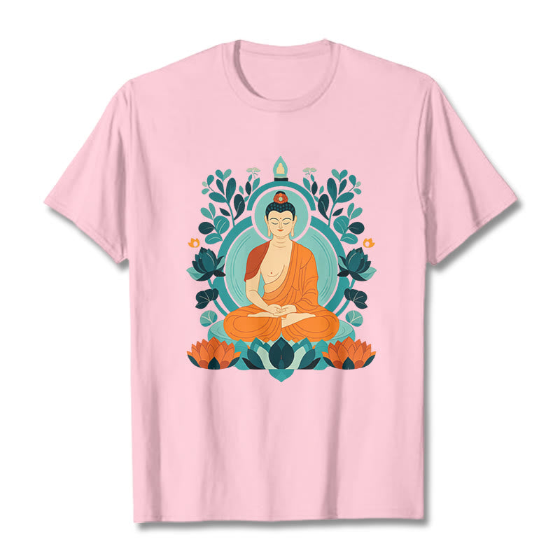 Buddha Stones Lotus Buddha Meditation Tee T-shirt - LightPink - 2XL - image 9