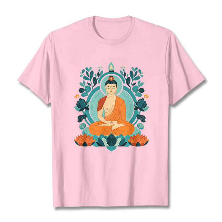 Buddha Stones Lotus Buddha Meditation Tee T-shirt - LightPink - 2XL - image 9