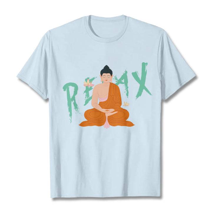 Buddha Stones RELAX Lotus Buddha Tee T-shirt - LightCyan - 2XL - image 18