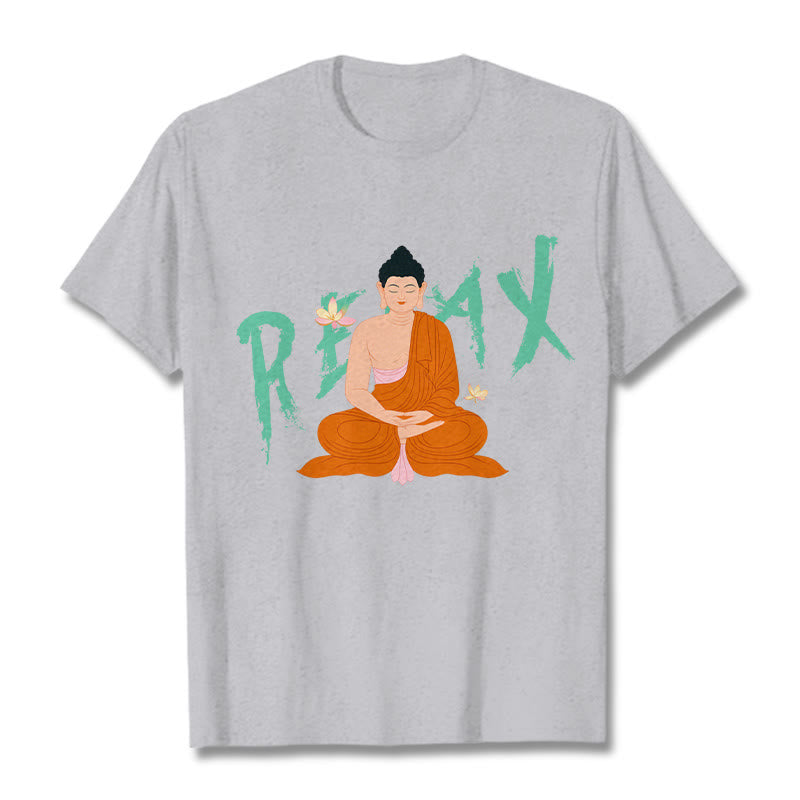 Buddha Stones RELAX Lotus Buddha Tee T-shirt - LightGrey - 2XL - image 19