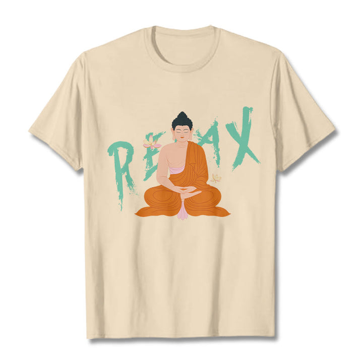 Buddha Stones RELAX Lotus Buddha Tee T-shirt - Bisque - 2XL - image 8