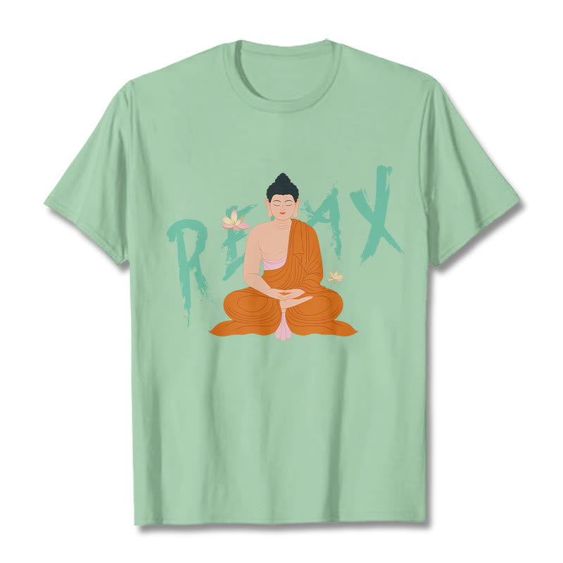 Buddha Stones RELAX Lotus Buddha Tee T-shirt - PaleGreen - 2XL - image 14