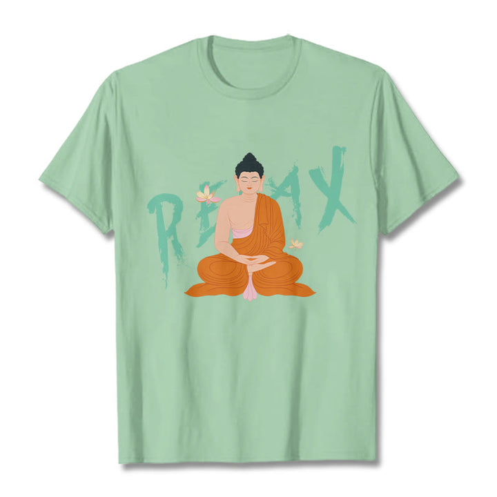 Buddha Stones RELAX Lotus Buddha Tee T-shirt - PaleGreen - 2XL - image 14